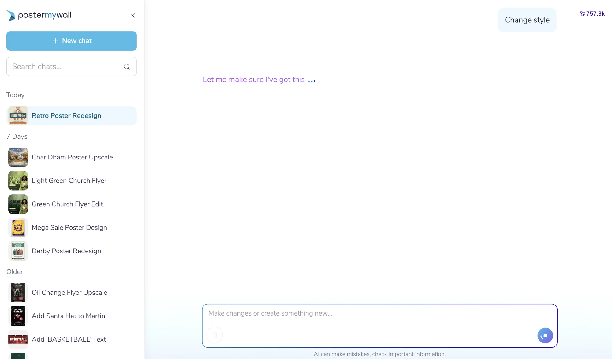 A chat with an agent working on a request