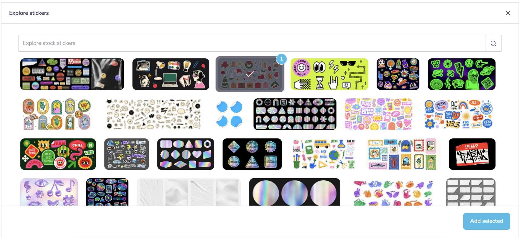 Selecting sticker sheets to extract